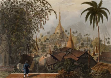 View of the Great Dagon Pagoda and Adjacent Scenery Taken on the Eastern Road from Rangoon, plate 16 from 